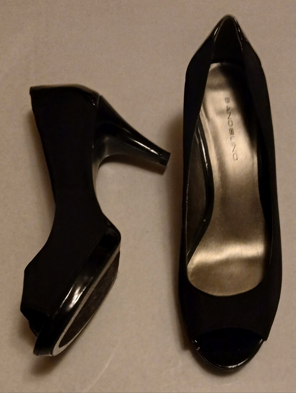 Bandolino Black Peep-Toe Platform Heels